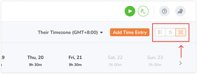 Timesheet views on the web app