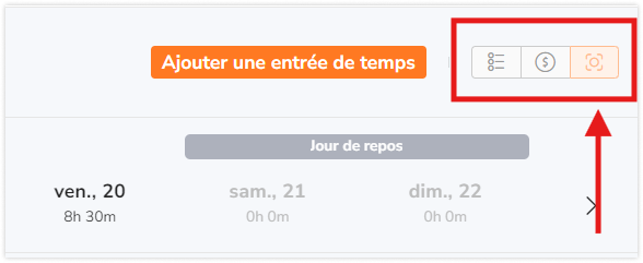 Screenshots button under timesheets