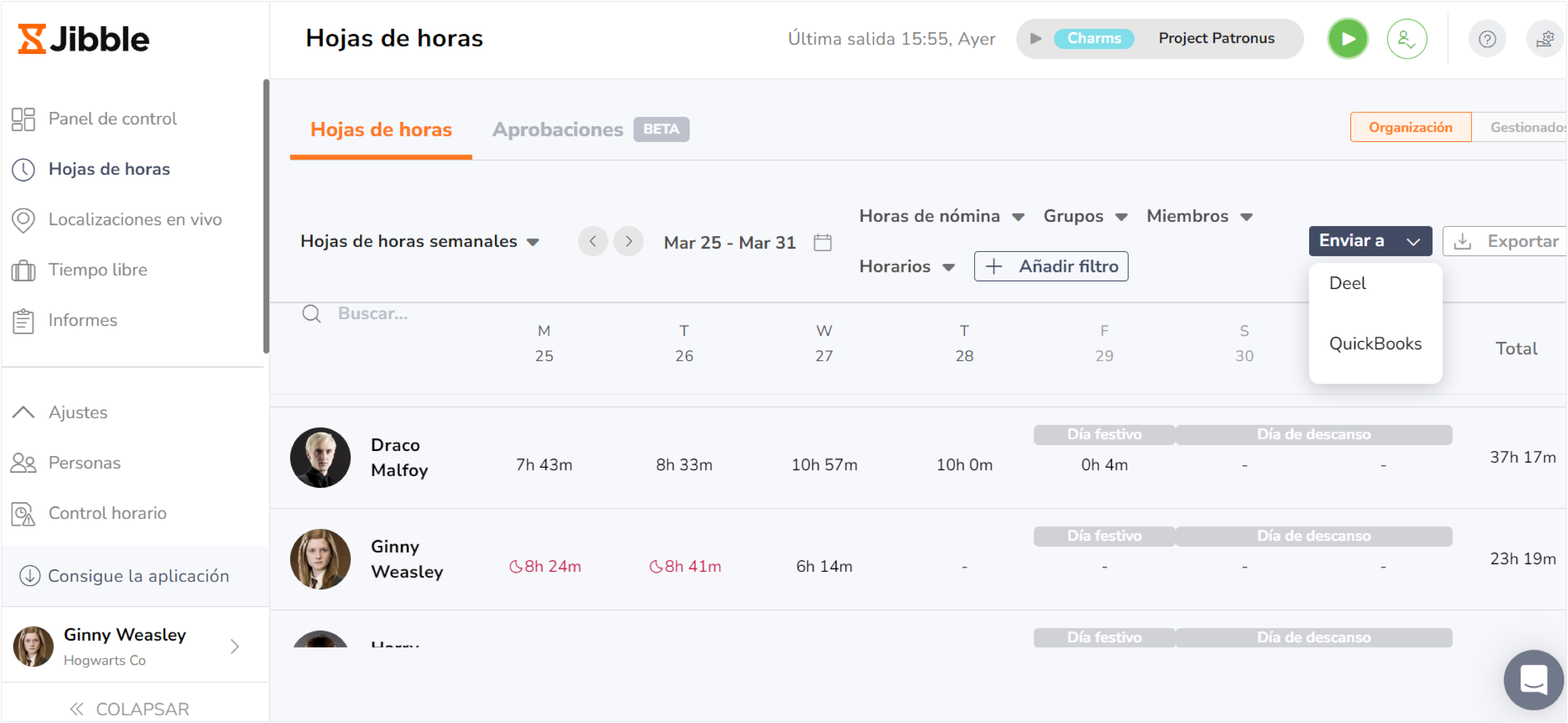 Haz clic en Enviar a Deel.