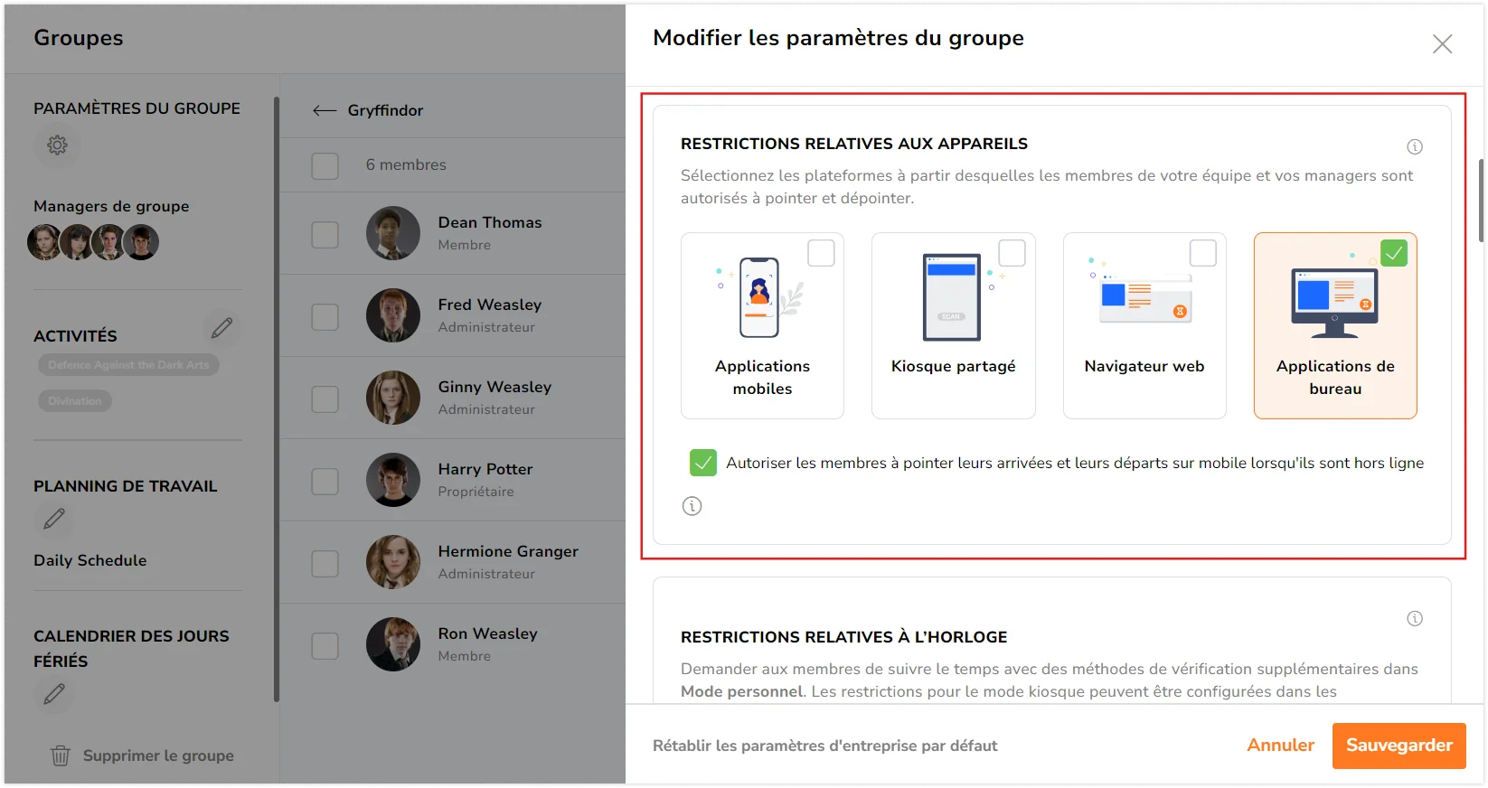 Desktop app option under group settings