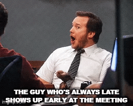 Attendance meme about showing up late to work.