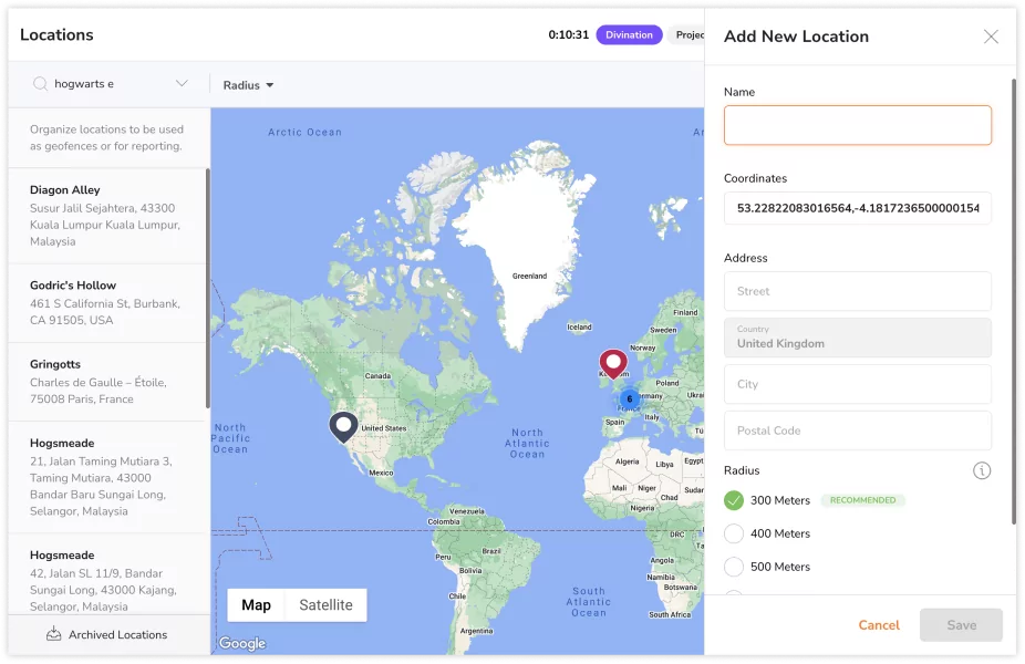 Adjusting details of a missing location