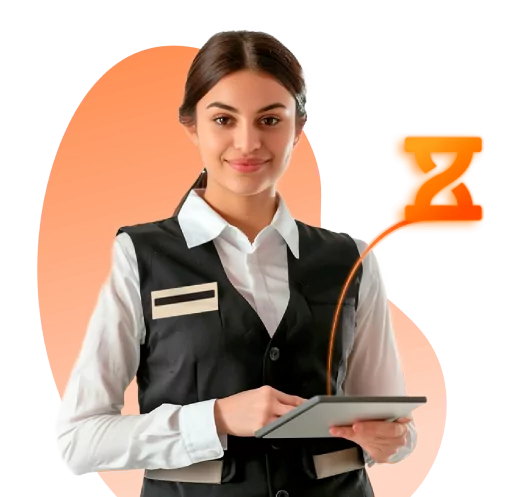 A hospitality worker using Jibble to track and manage attendance.