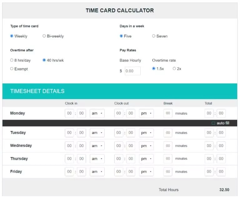 Calcolatore di cartellini di Quickbooks Time
