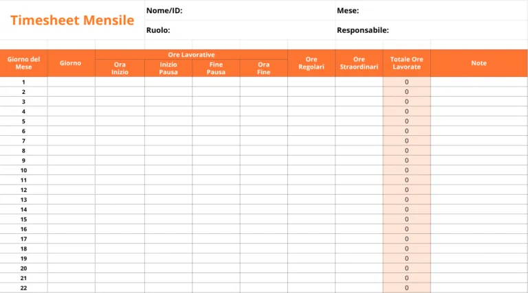 Modello gratuito di timesheet mensile di Jibble.