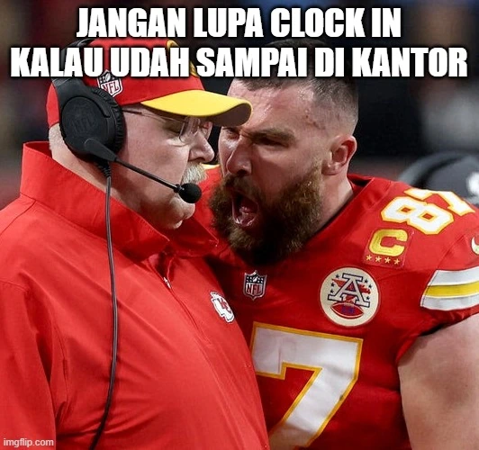Meme Travis Kelce atlet Superbowl meneriaki juri, tapi ini buat mengingatkanmu buat clock in