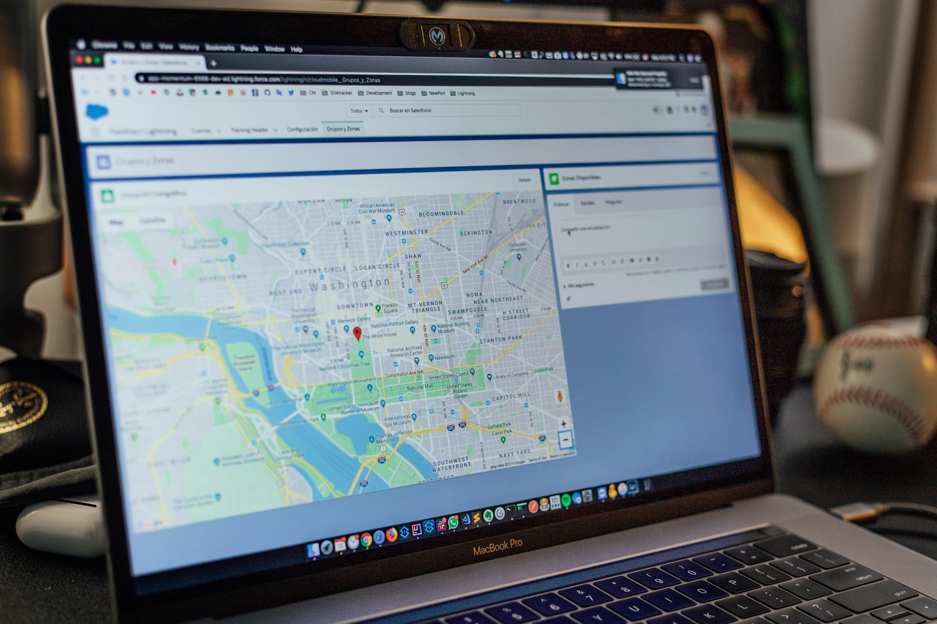 A map displayed on a computer screen.