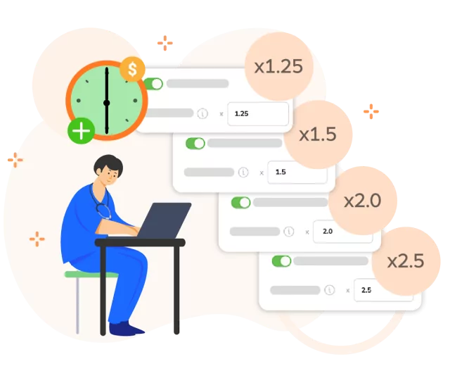 Tracking overtime hours and applying custom overtime rates.