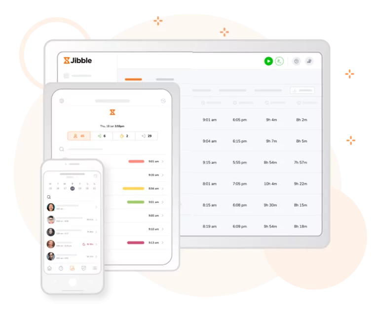 Tracking attendance on any device using Jibble.