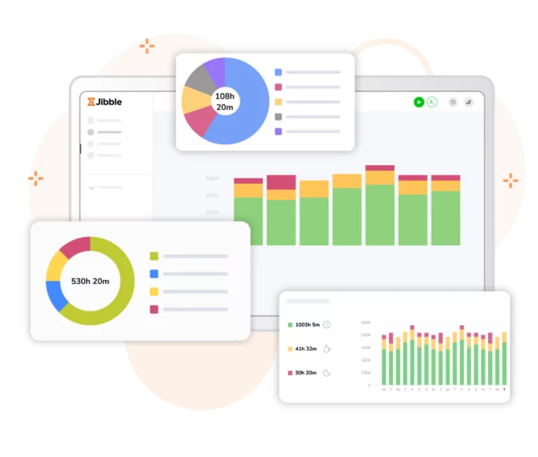Visual charts and attendance reports generated with the Jibble wrestling attendance app.