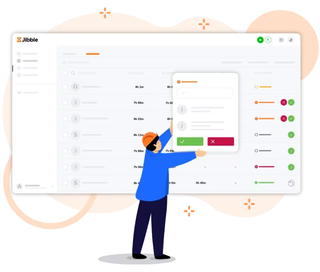 Approving timesheets on the web app.