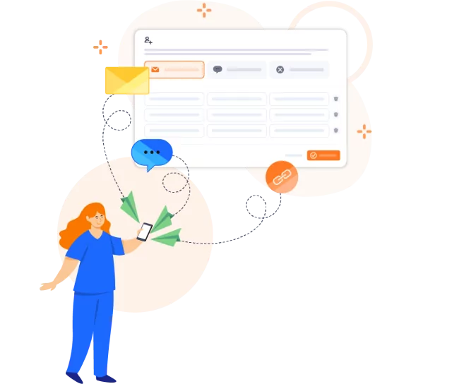 Onboarding via SMS, email, or links.