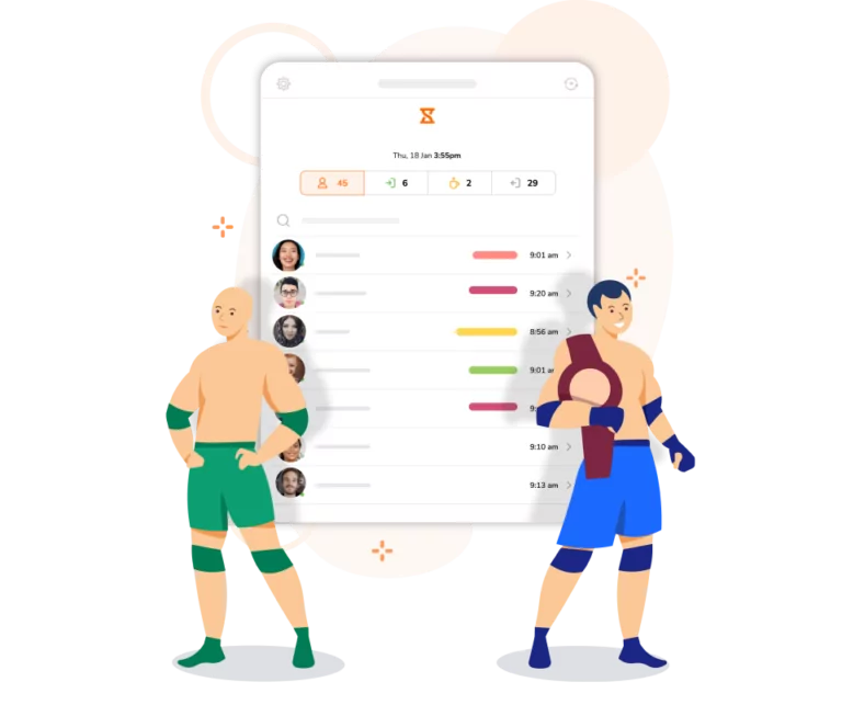 A view of the user-friendly interface of Jibble's wrestling attendance app