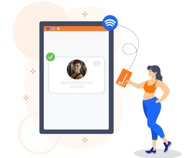 Logging in attendance by scanning a gym RFID card.