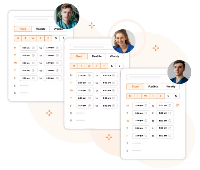 Multiple schedules assigned to different home care staff.