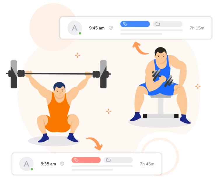 Tracking time against different wrestling activities.