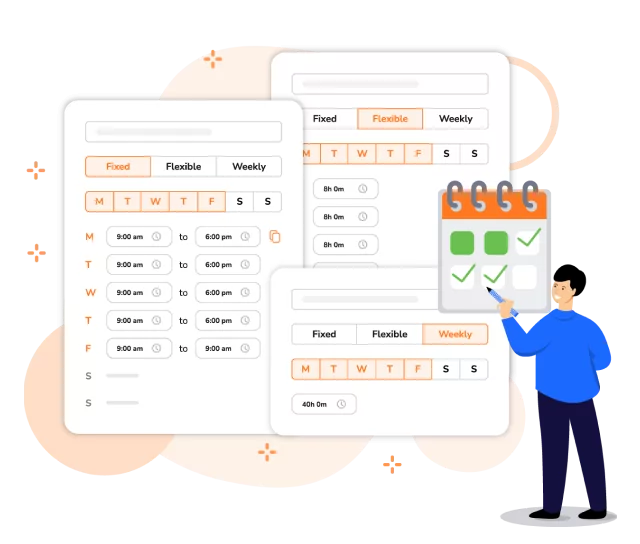 Setting fixed and flexible schedules on the Jibble attendance management system.