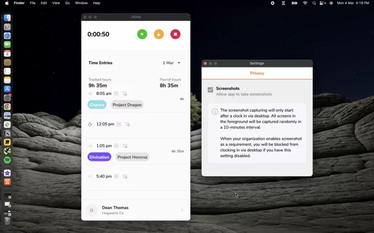 Desktop time tracker app