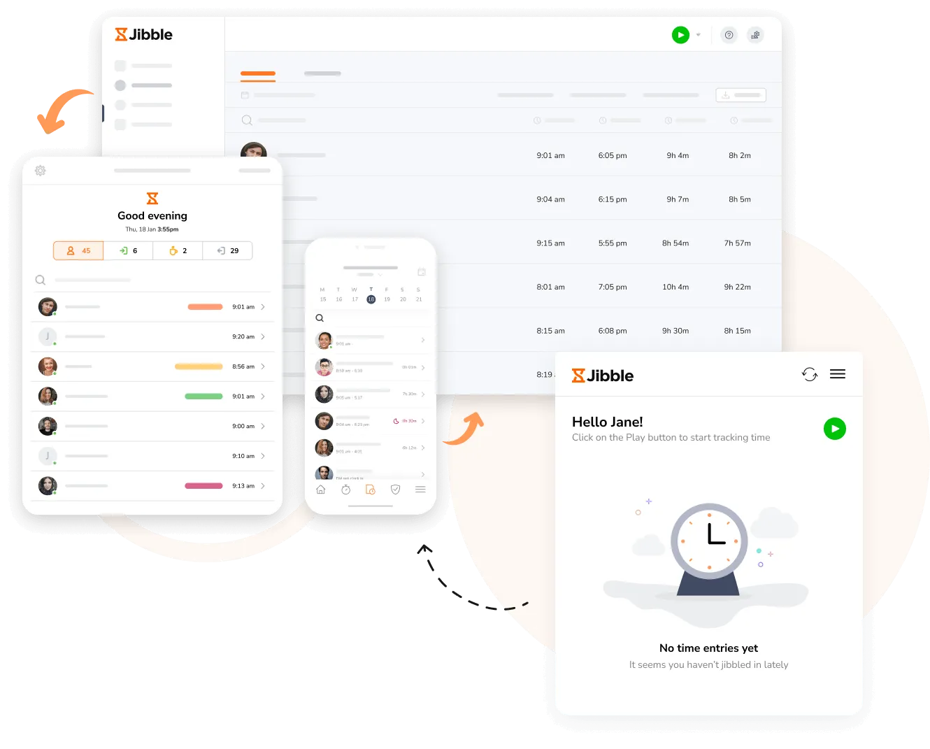 Time card app on multiple platforms