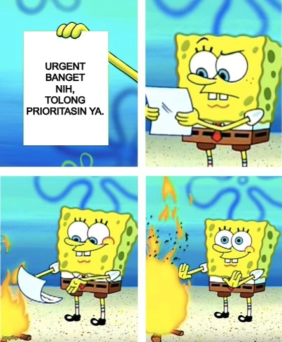 meme spongebob bakar kertas