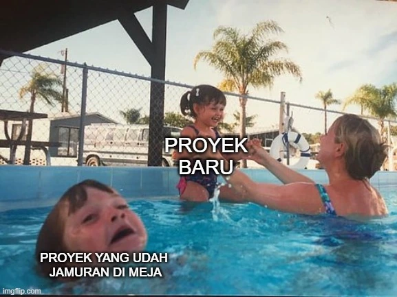 meme anak tenggelam dan anak digendong ibunya