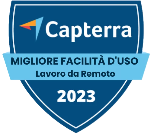 Capterra - Migliore Facilità d'Uso (Lavoro da Remoto) 2023 Capterra - Migliore Facilità d'Uso (Lavoro da Remoto) 2023