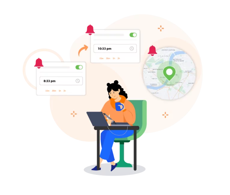 Location and time based time tracking reminders.