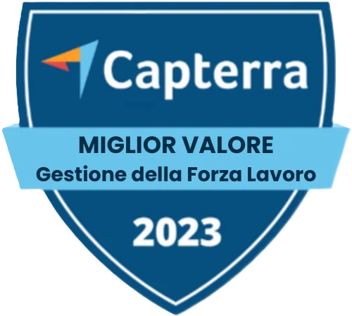 Capterra - Miglior Valore (Gestione della Forza Lavoro) 2023 Capterra - Miglior Valore (Gestione della Forza Lavoro) 2023