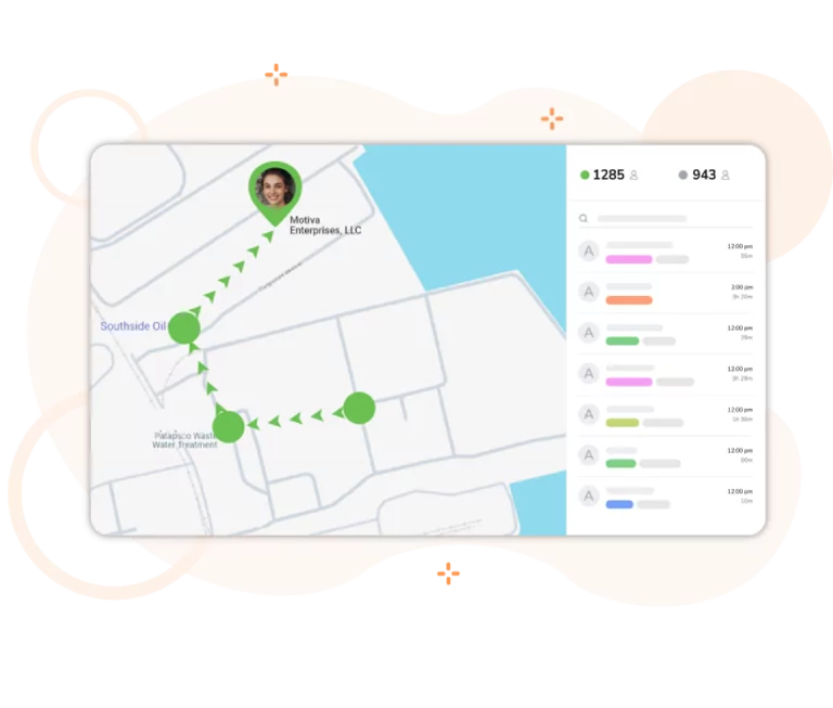 Tracking location and attendance across various oil rigs and gas factory locations.