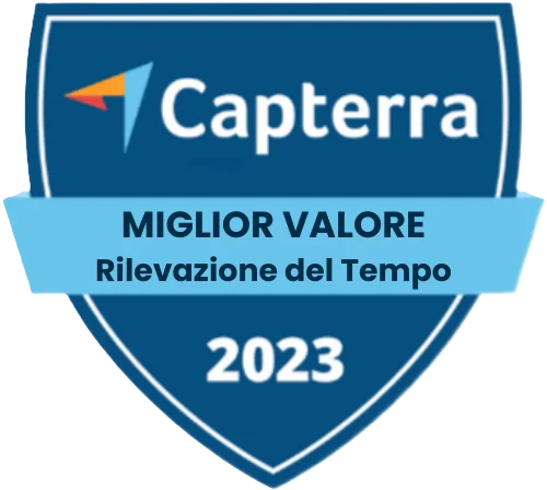 Capterra - Miglior Valore (Rilevazione del Tempo) 2023 Capterra - Miglior Valore (Rilevazione del Tempo) 2023