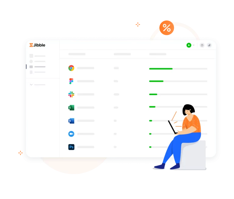 Suivez l'utilisation des applications sur les ordinateurs de bureau et les ordinateurs portables Windows avec le logiciel de suivi du temps sur le bureau de Jibble.