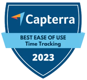 Jibble award for Capterra for Best Ease of Use for Time Tracking.