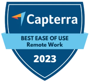 Jibble award for Capterra for Best Ease of Use for Remote Work.
