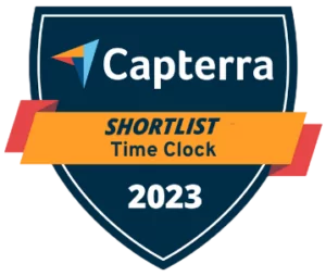 Jibble shortlist award for Capterra for Time Clock.
