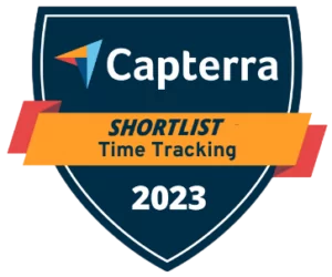 Jibble shortlist award for Capterra for Time Tracking.