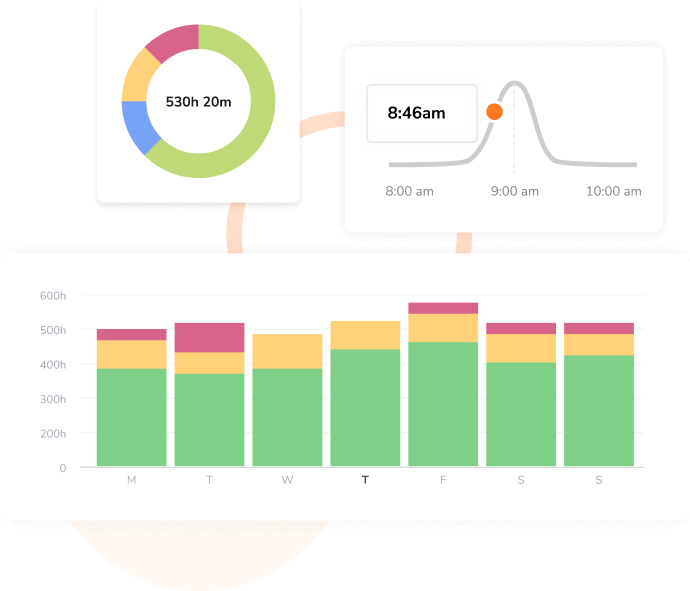 Schermata d'esempio delle funzioni del software per il monitoraggio del tempo.