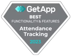 Jibble award for GetApp for Best Functionality and Features; Attendance Tracking.