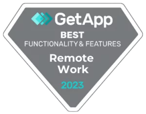 Jibble award for GetApp for Best Functionality and Features; Remote Work.