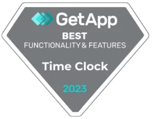 Jibble award for GetApp for Best Functionality and Features; Time Clock.