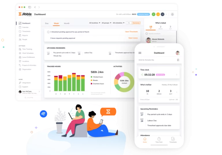 Sistema di rilevazione presenze online di Jibble.