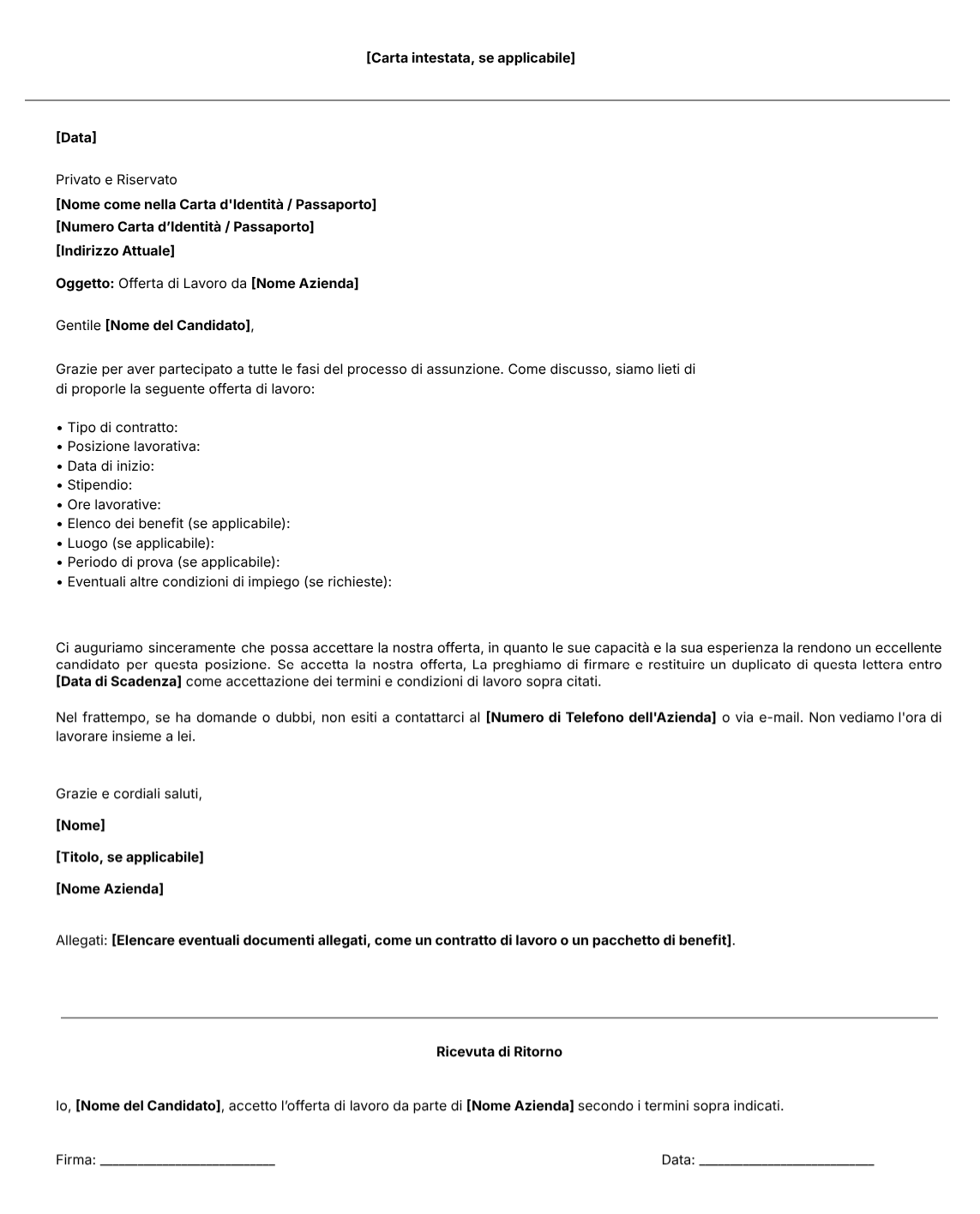 Modello Gratuito per Lettera di Offerta di Lavoro Modello per Lettera di Offerta di Lavoro di Jibble