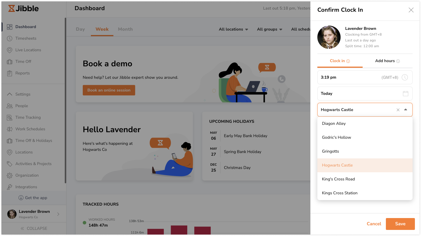 Dodawanie lokalizacji podczas rejestracji początku pracy w aplikacji internetowej.