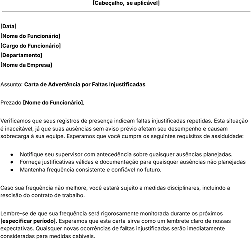 ícone carta de advertência por faltas injustificadas