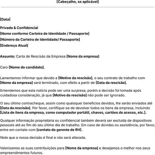 ícone do modelo de carta de rescisão
