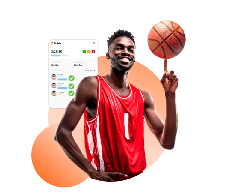 A basketball player spinning the ball on his finger.