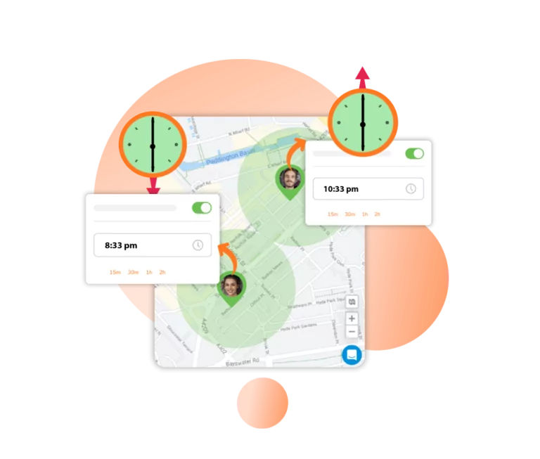 An overview of an auto clock in/out app.