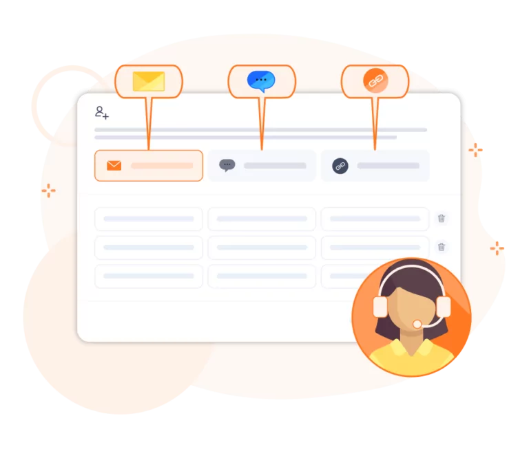 Onboarding teams with Jibble via email, SMS, or a sign-up link.