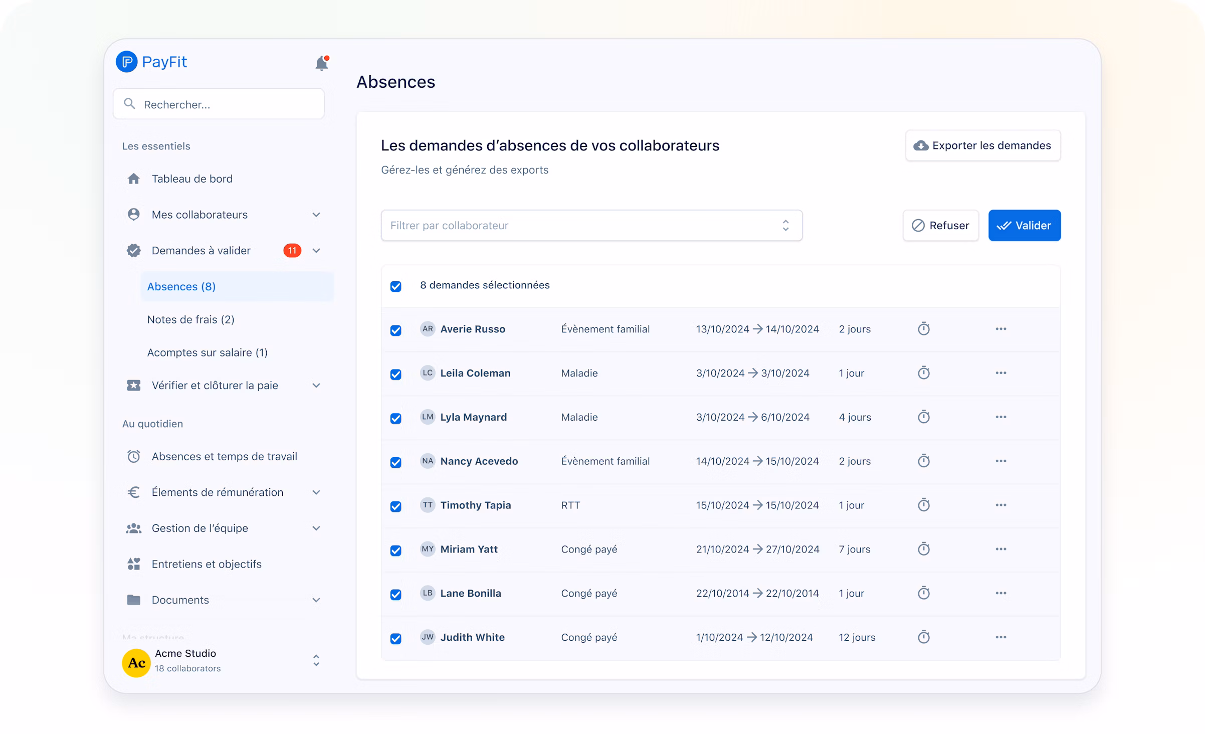 Gestion des congés et absences PayFit