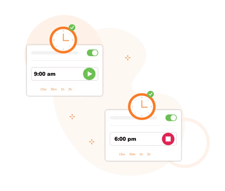 Auto clock ins set for a specific time.