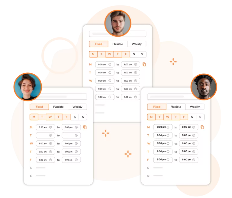 Custom work schedules set on the Jibble app.
